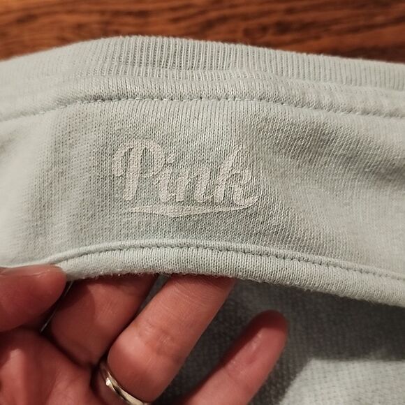 Pink VS Sea you never sweatshirt with open back Hole Women Size XS Light‎ Green - Picture 9 of 10